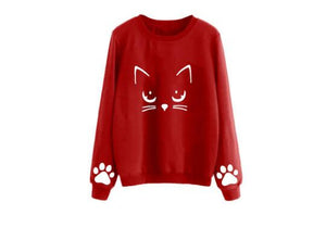 Cat Printing Round Neck Long Sleeve Warm Sweatshirts Women Korean style Loose Hoodies Female Casual Coat Female S-3XL#5$