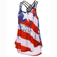 Load image into Gallery viewer, Plus Size Women Tank Tops Sexy Backless Lace US Flag Print Striped Sleeveless Cami Tops Tee Shirt regata