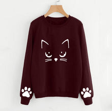 Load image into Gallery viewer, Cat Printing Round Neck Long Sleeve Warm Sweatshirts Women Korean style Loose Hoodies Female Casual Coat Female S-3XL#5$