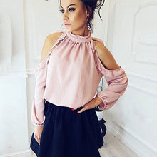 Load image into Gallery viewer, Sexy Off Shoulder Shirt Autumn Summer Casual Long Sleeve Ruffle Burgundy Pink Shirt Women Fashion New Solid Blouses High Quality