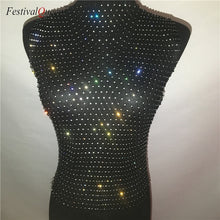 Load image into Gallery viewer, Sexy Diamonds Mesh Cropped Tank Top Women Summer Cover Up Bikini See Through Rhinestone Net Party Club Crop To