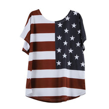 Load image into Gallery viewer, clothes Women Fashion shirt layds Plus Size  Loose print Star Stripe USA Flag America T Shirt