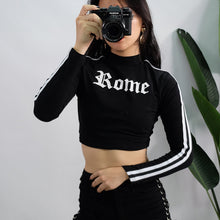 Load image into Gallery viewer, Women Turtleneck Sweatshirt Sexy Red Crop Tops Romeo Letter Printed Long Sleeve Autumn Tumblr Punk Cropped Sweatshirt Hoodies