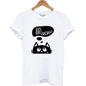 Cat Print Women T shirt casual short sleeve Tshirt