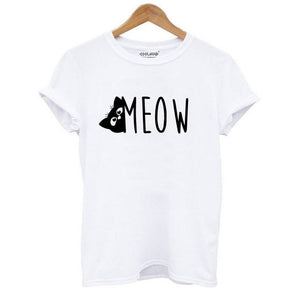 Cat Print Women T shirt casual short sleeve Tshirt