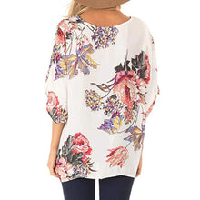 Load image into Gallery viewer, Fashion Concise Bohemia Style Women&#39;s Floral Printed V Neck Ruched Twist Tops Short Sleeve Loose Casual Vacation Shirts