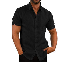 Load image into Gallery viewer, Short Sleeve Shirt Men Lapel Neck Button Pockets Solid Male Blouse Tops Men Brand Clothes