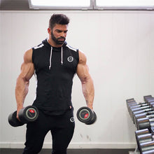 Load image into Gallery viewer, Gyms Summer Brand Stretchy Sleeveless Shirt Casual Fashion Hooded Tank Top Men bodybuilding Fitness Clothing