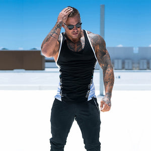 Sleeveless Tank Top for Men Cotton Men's bodybuilding Sports Vest Fitness Stitching Tank Top