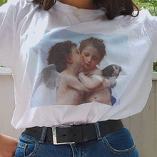 Load image into Gallery viewer, Kawaii Angel Printed 2018 Women t shirts Summer Loose Short Sleeved O-neck Casual Clothing Vogue Tumblr Pink Tops Tee