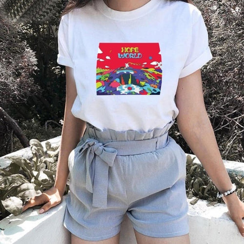 Hope World Graphic Shirt Summer Fashion Women Casual T Shirt Funny Hipster Short Sleeves Fans T Shirt