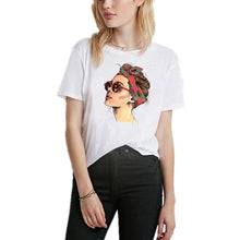 Load image into Gallery viewer, Summer Vogue Girl print Women T shirt Casual Short sleeve O-neck T-Shirt Fashion White Tee Shirt Camiseta Feminina