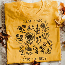 Load image into Gallery viewer, Plant These Harajuku Tshirt Women Causal Save The Bees T-shirt Cotton Wildflower Graphic Tees Woman Unisex Clothes