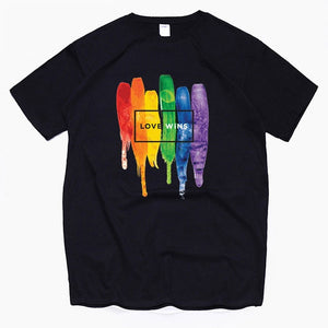 Men's Pride Lgbt Gay Love Lesbian Rainbow Cotton T Shirts 2019 Summer Workout Love Wins Tshirts Boyfriend Gift