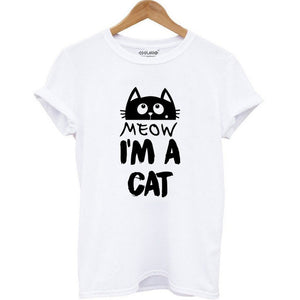 Cat Print Women T shirt casual short sleeve Tshirt