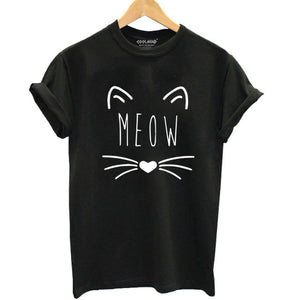 Cat Print Women T shirt casual short sleeve Tshirt