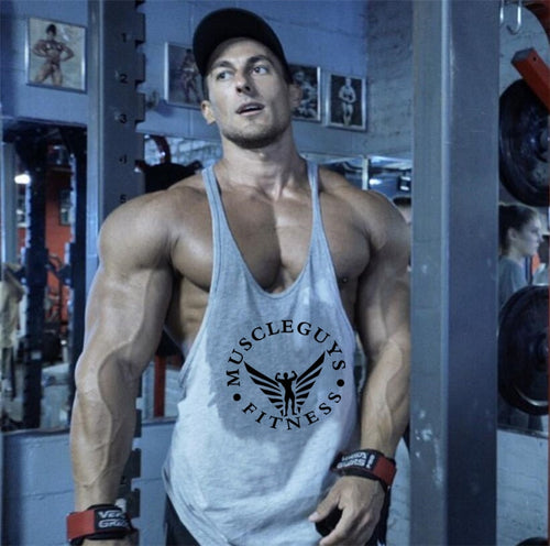 Fitness Clothing Bodybuilding Tank Top Men Gyms Stringer Singlet Cotton Sleeveless shirt Workout Man Undershirt-in Tank Tops