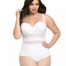 Load image into Gallery viewer, Plus Size Swimwear Women One-Piece Swimsuit Large Bathing Suit Push Up Full Body Beach Wear See-Through Mesh Swiming