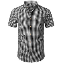 Load image into Gallery viewer, Small Plaid Shirt Men Summer Short Sleeve Cotton Mens Dress Shirts Casual Button Down Men&#39;s Shirt