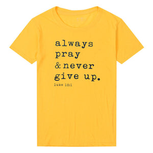 Always Pray Never Give Up Christian T Shirt O Neck Short Sleeve Harajuku Faith Tops Causal Plus Size Women Shirts