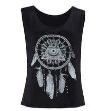 Load image into Gallery viewer, Sexy Women Tank Tops Short Vest Dreamcatcher Printed Sleeveless Summer New Black O-Neck Crop Top Casual Cool Girl Hip Hop Tees