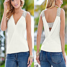 Load image into Gallery viewer, Summer Tank Tops Blouse Sleeveless Summer Top Casual Fashion Women Sexy V-neck Casual Blouse Vest Ladies Clothing