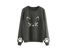 Load image into Gallery viewer, Cat Printing Round Neck Long Sleeve Warm Sweatshirts Women Korean style Loose Hoodies Female Casual Coat Female S-3XL#5$