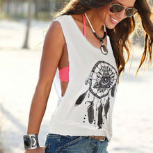 Load image into Gallery viewer, Sexy Women Tank Tops Short Vest Dreamcatcher Printed Sleeveless Summer New Black O-Neck Crop Top Casual Cool Girl Hip Hop Tees