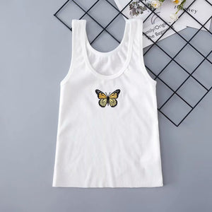 Sexy butterfly embroidery Women Streetwear Summer Cropped