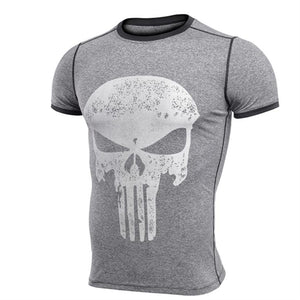 Punisher Running Shirt Men T-shirt Short Sleeve Compression Shirts Gym T Shirt Fitness Sport Shirt