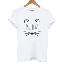 Load image into Gallery viewer, Cat Print Women T shirt casual short sleeve Tshirt