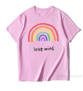 Men's Pride Lgbt Gay Love Lesbian Rainbow Cotton T Shirts 2019 Summer Workout Love Wins Tshirts Boyfriend Gift