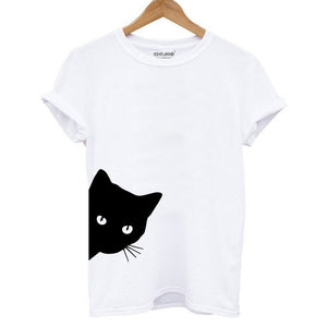 Cat Print Women T shirt casual short sleeve Tshirt