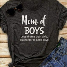 Load image into Gallery viewer, T-shirt MOM OF BOYS Print Summer Funny T shirts Women Men hipster Casual Top Shirts