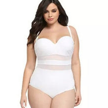 Load image into Gallery viewer, Plus Size Swimwear Women One-Piece Swimsuit Large Bathing Suit Push Up Full Body Beach Wear See-Through Mesh Swiming