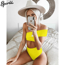 Load image into Gallery viewer, Sexy One Shoulder Bikinis 2019 New Solid Swimwear Women Swimsuit Push Up Bathing Suits Beach Wear Brazilian Bikini Set Biquini