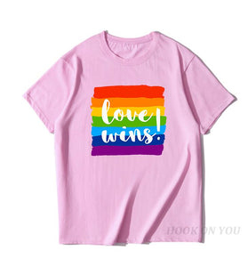 Men's Pride Lgbt Gay Love Lesbian Rainbow Cotton T Shirts 2019 Summer Workout Love Wins Tshirts Boyfriend Gift