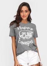 Load image into Gallery viewer, Women T Shirt Short Sleeve Happy Camping Bus Print O Neck T Shirt Female Tops Tee