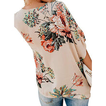 Load image into Gallery viewer, Fashion Concise Bohemia Style Women&#39;s Floral Printed V Neck Ruched Twist Tops Short Sleeve Loose Casual Vacation Shirts