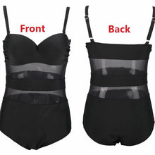 Load image into Gallery viewer, Plus Size Swimwear Women One-Piece Swimsuit Large Bathing Suit Push Up Full Body Beach Wear See-Through Mesh Swiming