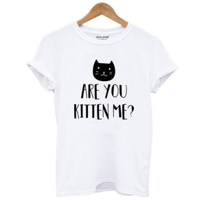 Cat Print Women T shirt casual short sleeve Tshirt