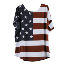 Load image into Gallery viewer, clothes Women Fashion shirt layds Plus Size  Loose print Star Stripe USA Flag America T Shirt