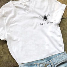 Load image into Gallery viewer, Bee Kind Pocket Print Tshirt Women Tumblr Save The Bees Graphic Tees Women Plus Size T Shirts  Cotton O Neck Tops