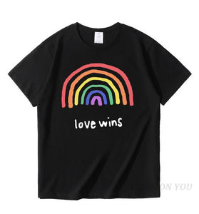 Men's Pride Lgbt Gay Love Lesbian Rainbow Cotton T Shirts 2019 Summer Workout Love Wins Tshirts Boyfriend Gift