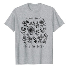 Load image into Gallery viewer, Plant These Harajuku Tshirt Women Causal Save The Bees T-shirt Cotton Wildflower Graphic Tees Woman Unisex Clothes