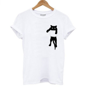 Cat Print Women T shirt casual short sleeve Tshirt