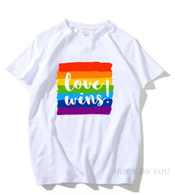 Load image into Gallery viewer, Men&#39;s Pride Lgbt Gay Love Lesbian Rainbow Cotton T Shirts 2019 Summer Workout Love Wins Tshirts Boyfriend Gift