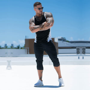 Sleeveless Tank Top for Men Cotton Men's bodybuilding Sports Vest Fitness Stitching Tank Top