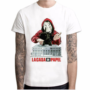 Funny Design La Casa De Papel T Shirt Money Heist Tees TV Series Tshirts Men Short Sleeve House of Paper T-Shirt