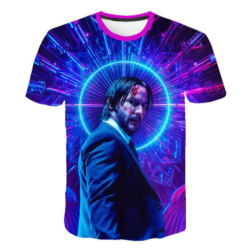 T-Shirt John Wick the Boogie Man Movie 3D Print John Wick: Chapter 3 - Parabellum T Shirt O-neck Short Keanu Reeves Killer